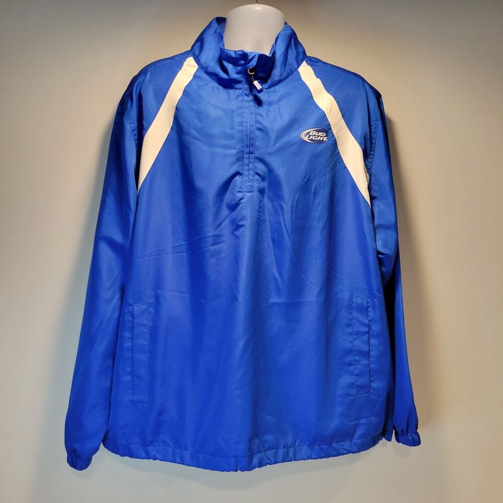 Bud Light Zip Up Windbreaker - Blue - Size: Mens Xlarge